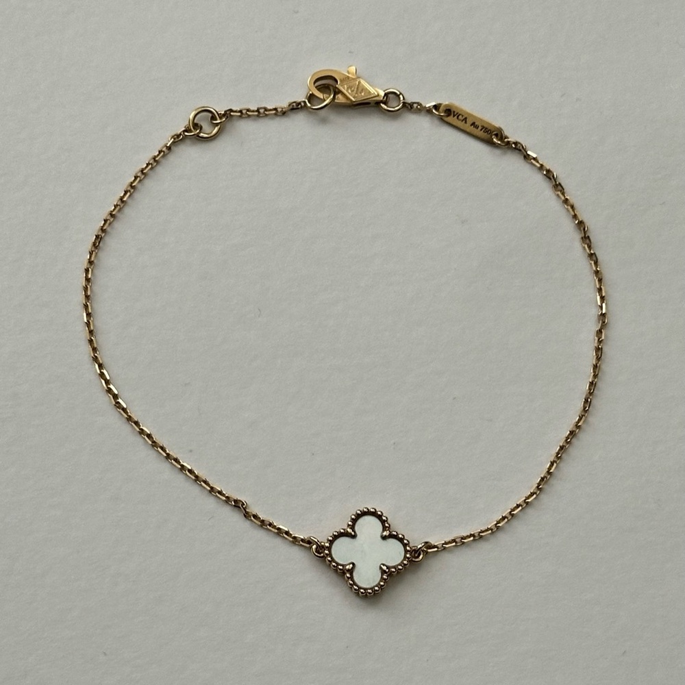 Van Cleef & Arpels Sweet Alhambra Bracelet Mother of Pearl 18K Yellow Gold VCA